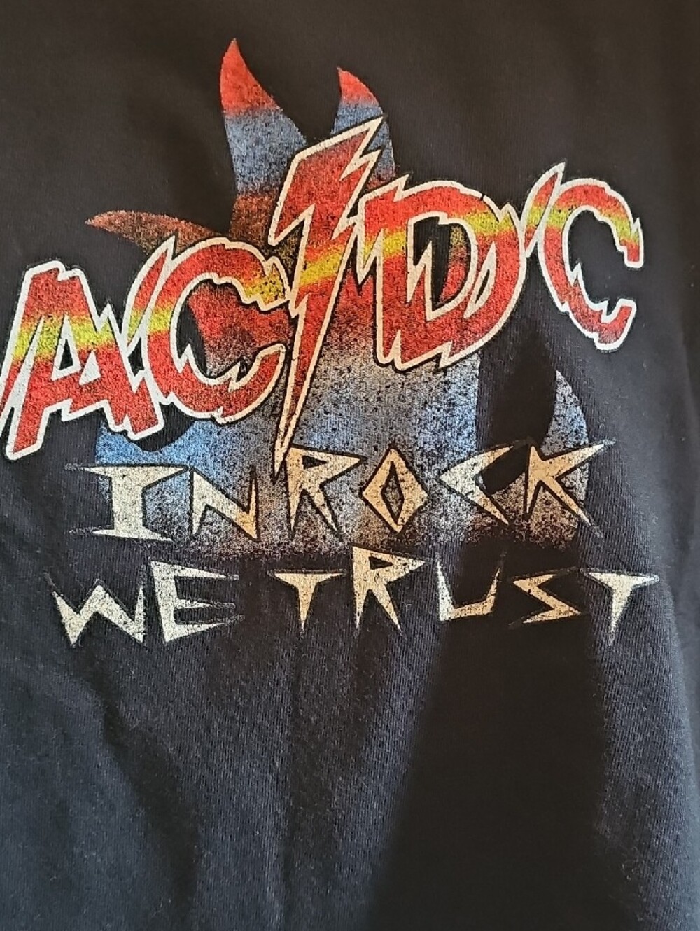 Promesa Black Crop Top with Multicolor AC/DC Graphic - Picture 2 of 4
